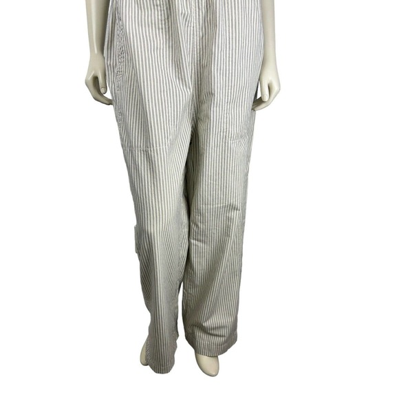 NEW Everlane Stripe Sleeveless Jumpsuit 10 Fatigue Apron Pockets Elastic Waist - Picture 6 of 12